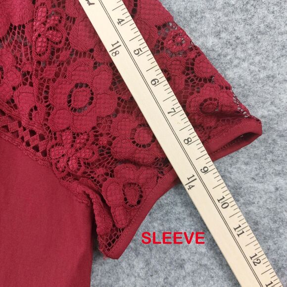 Miusol Dress Womens XL Red Lace Fit And Flare Short Sleeve Elegant Cocktail - Picture 7 of 10